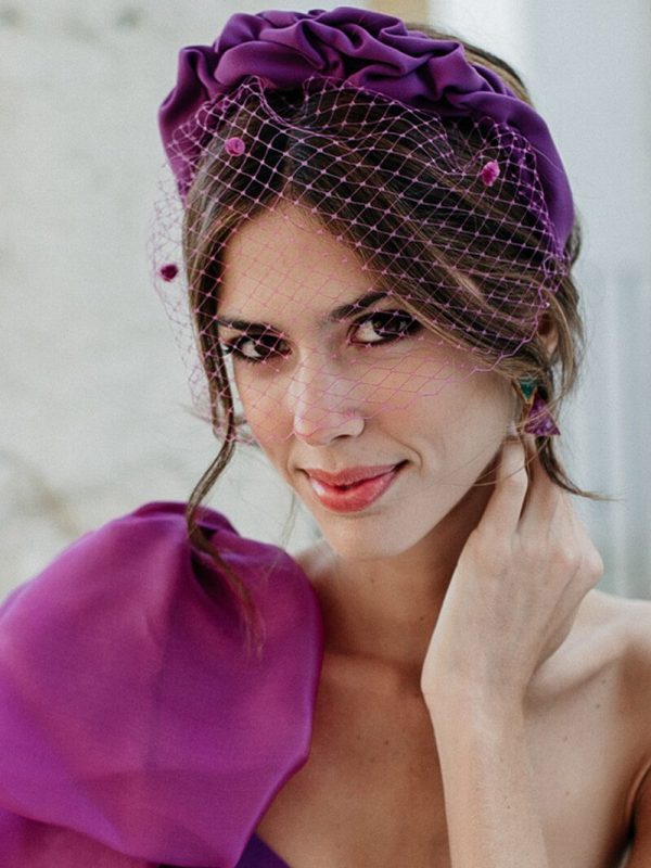 Diademas arrugadas con velo